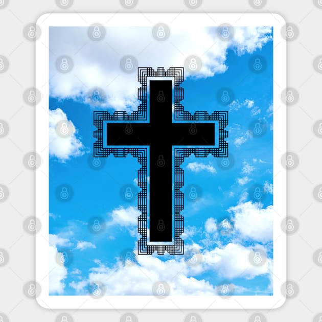 Black Christian Cross In The Sky Magnet by DAHLIATTE